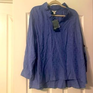 Crown & Ivy indigo ruffle top blouse size XXL NWT